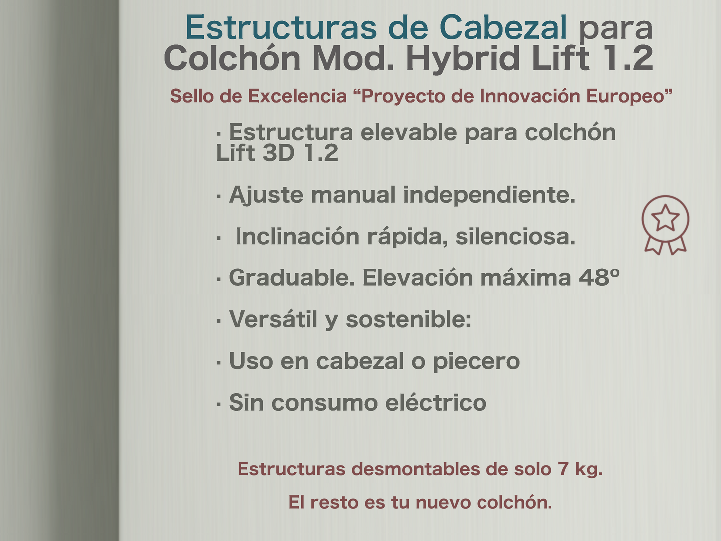 ESTRUCTURA DE CABEZAL PARA COLCHÓN LIFT 1.2  · 21cm